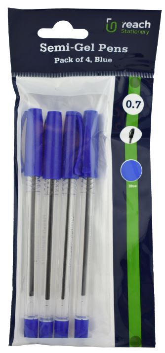 PEN GEL BLUE 4PK (86061)